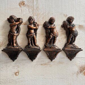 Vintage Dart Industries Cherub Set of Four Plastic with Faux Copper Finish